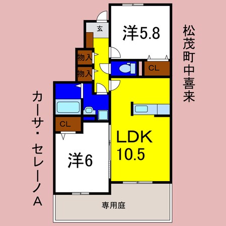 カーサ・セレーノＡの物件間取画像